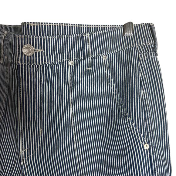 AYR Blue Striped Wide Leg High Rise Carpenter Pants Size 33 - Picture 5 of 9